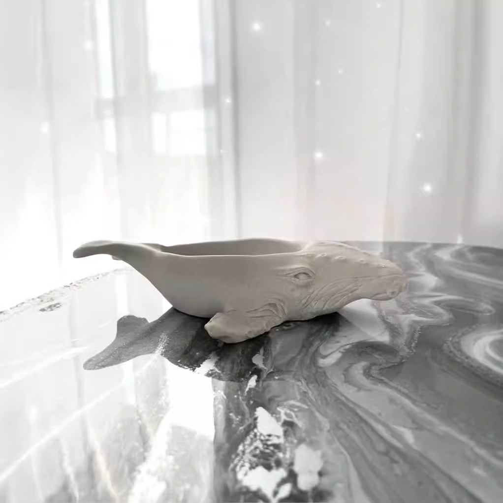 Whale gesso cemento candela tazza stampo cera di soia candela contenitore stampo in Silicone oceano succulente fioriera disposizione fare stampi