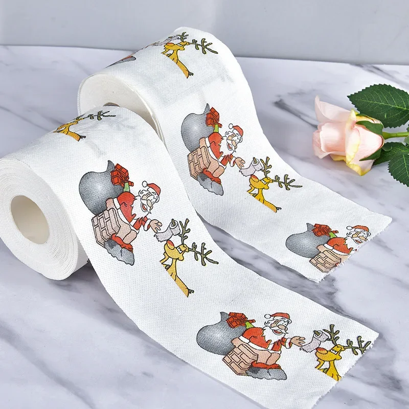 Rouleau de papier hygiénique créatif, série de motifs de Noël, papier hygiénique, père Noël, renne, serviettes amusantes