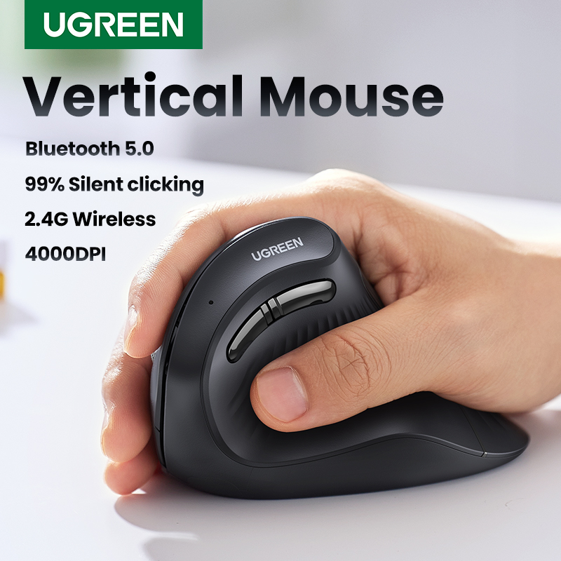 Ratón Vertical UGREEN inalámbrico Bluetooth5.0 2,4G ergonómico 4000DPI 6 botones silenciosos para MacBook Tablet portátiles ordenador PC ratones