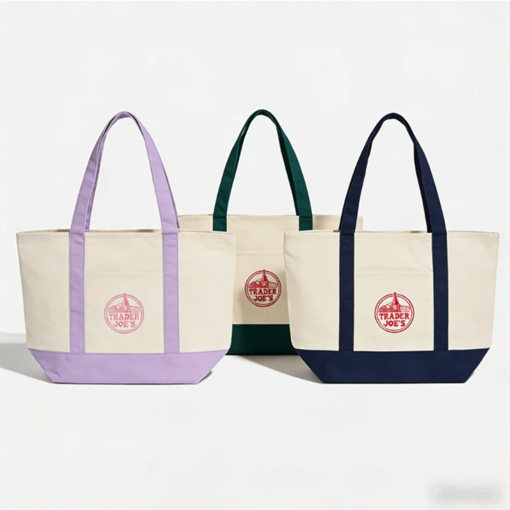 1PCS-Trader Joe grote boodschappentas van katoenen canvas, geborduurde tas