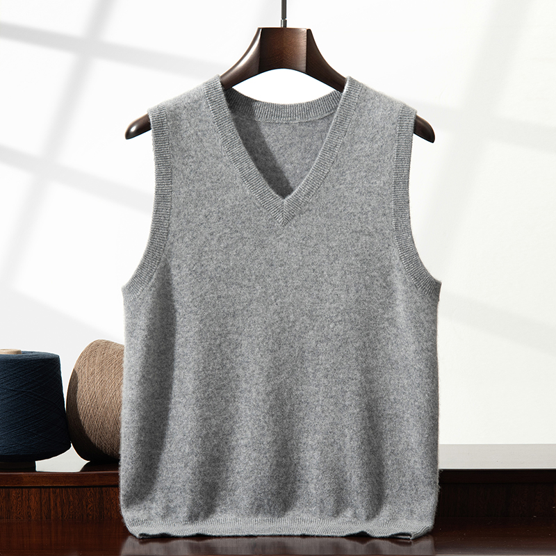 2025 outono inverno 100% cashmere malha colete masculino solto escritório colete topos homem cor sólida pulôver sem mangas camisola clássico