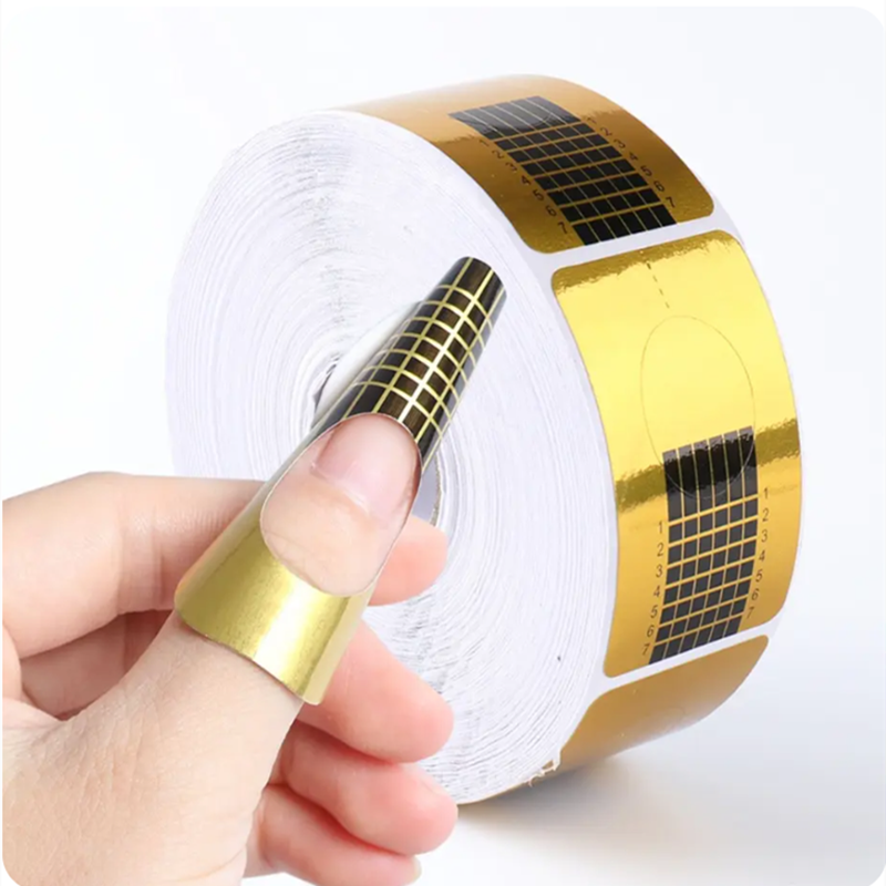 100 stücke Nail art Form Französisch Acryl UV Nagel Gel Tipps Verlängerung Formen Guide Aufkleber Nagel Gebäude Gel Curl Formen form Maniküre