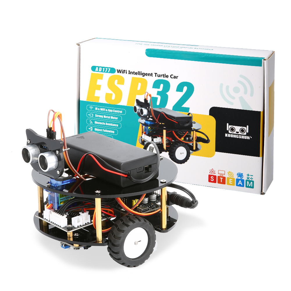 KUONGSHUN-Petite Voiture Robot Tortue Intelligente Multifonction, Kit Robot Programmable STEM pour Enfants, ESP32 Ardu37
