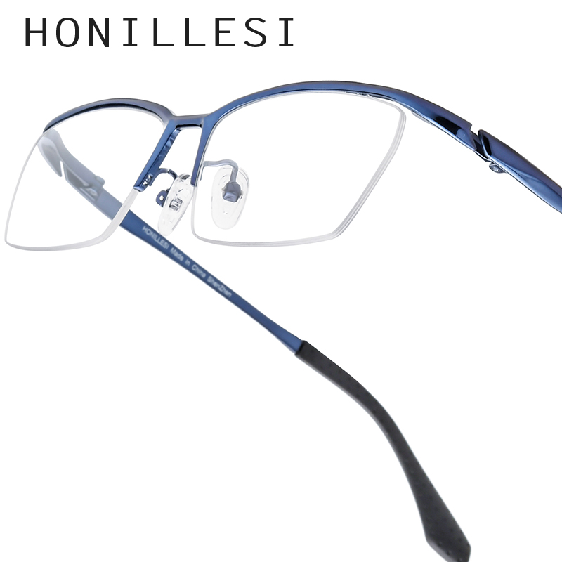 FONEX HONILLESI Titan-Brillengestell für Herren, Markendesigner, halbrandlose, ultraleichte Brille, hochwertige Sport-Halbbrille 7306