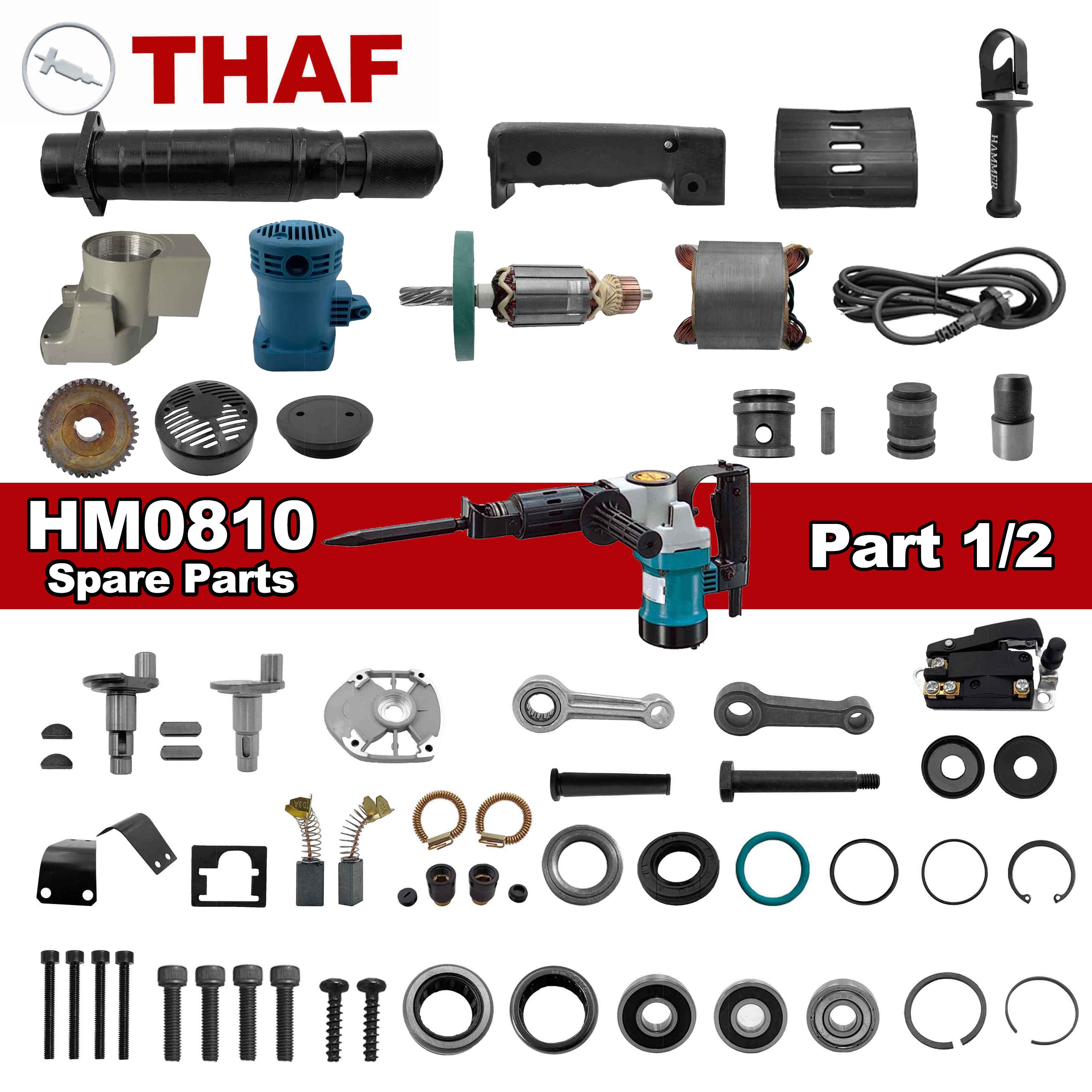 อะไหล่สำรองอุปกรณ์เสริมชิ้นส่วนเครื่องมือไฟฟ้าสำหรับ Makita ค้อนโรตารี่ไฟฟ้า HM0810 HM0810T