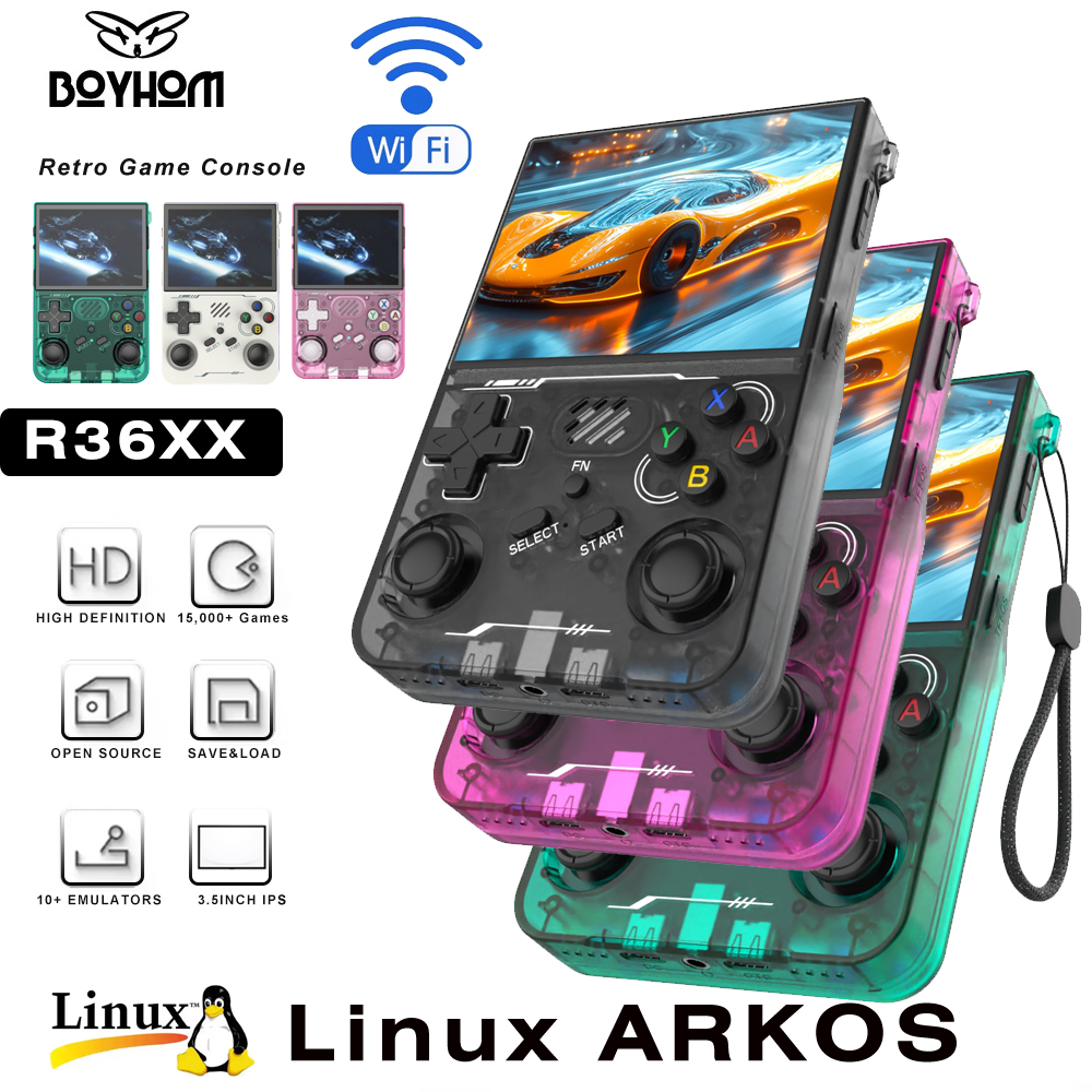 BOYHOM 256G R36XX Hand-held Game Consoles Video player 3.5-inch IPS 640*480 Screen Retro Game Player 3000 mAh128G/64G Games