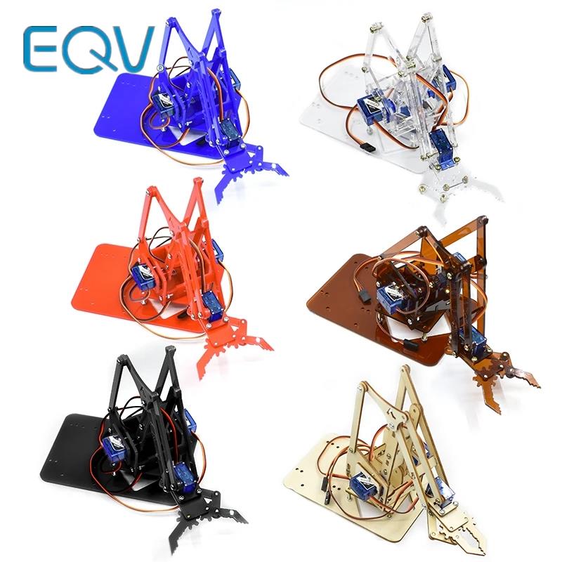 Ramię mechaniczne akrylowe SG90 MG90S 4 DOF do samodzielnego montażu, manipulator, chwytak do Arduino, zestaw edukacyjny DIY dla robotów.
