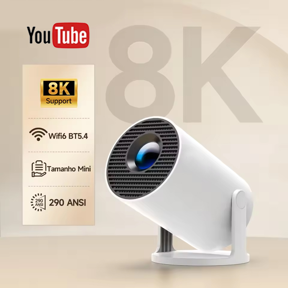 Ourdoor 스마트 프로젝터 HY300 8K 안드로이드 11 듀얼 Wifi6 290ANSI Allwinner H726 BT5.4 1080P 1280*720P 홈 시네마 야외 프로젝터