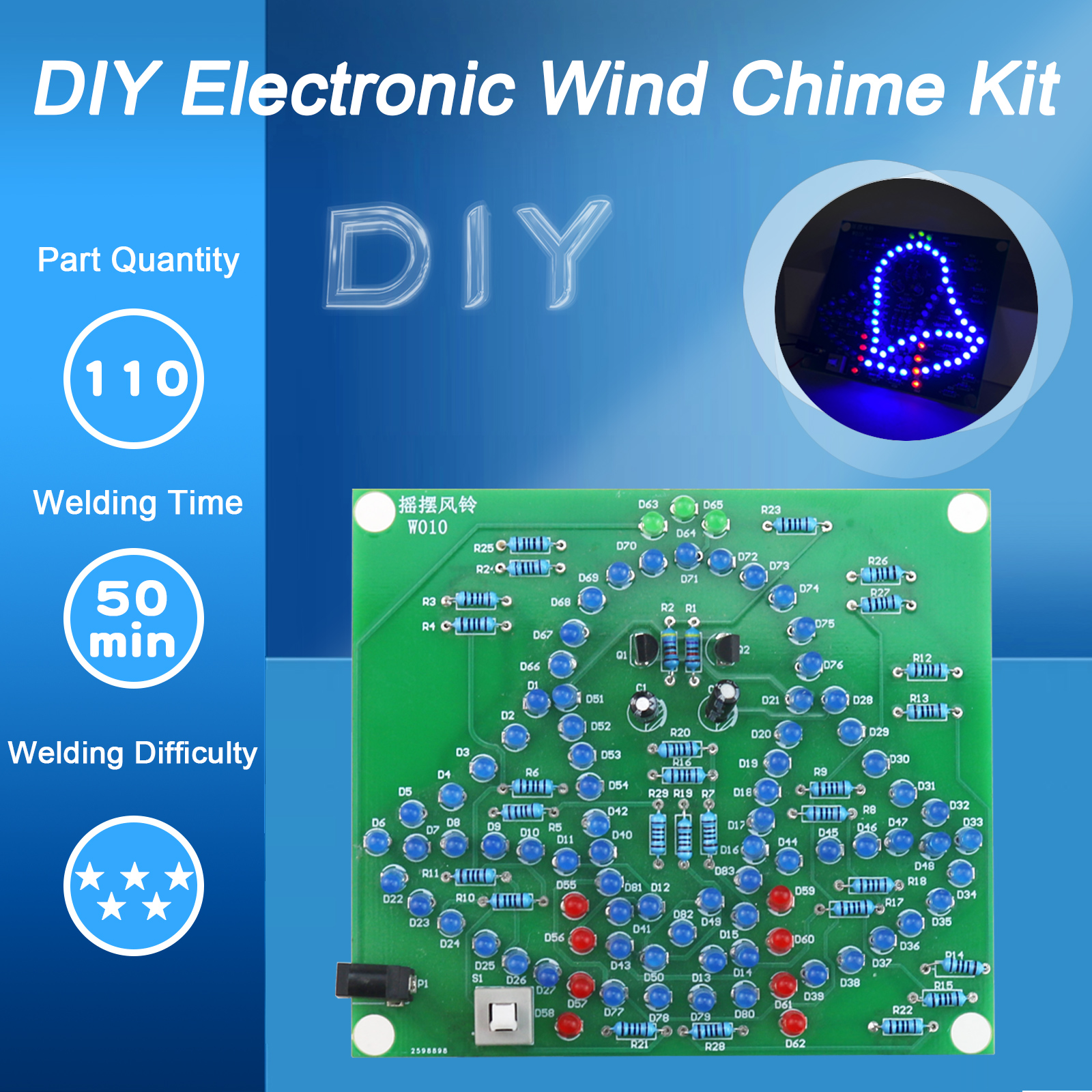 Laboratoryjne dzwonki wahadłowe DIY Windbell Fun Lutowanie Elektroniczne dzwonki wahadłowe Wind Chime 95 diod LED Migające światło DC 5V Zestaw edukacyjny