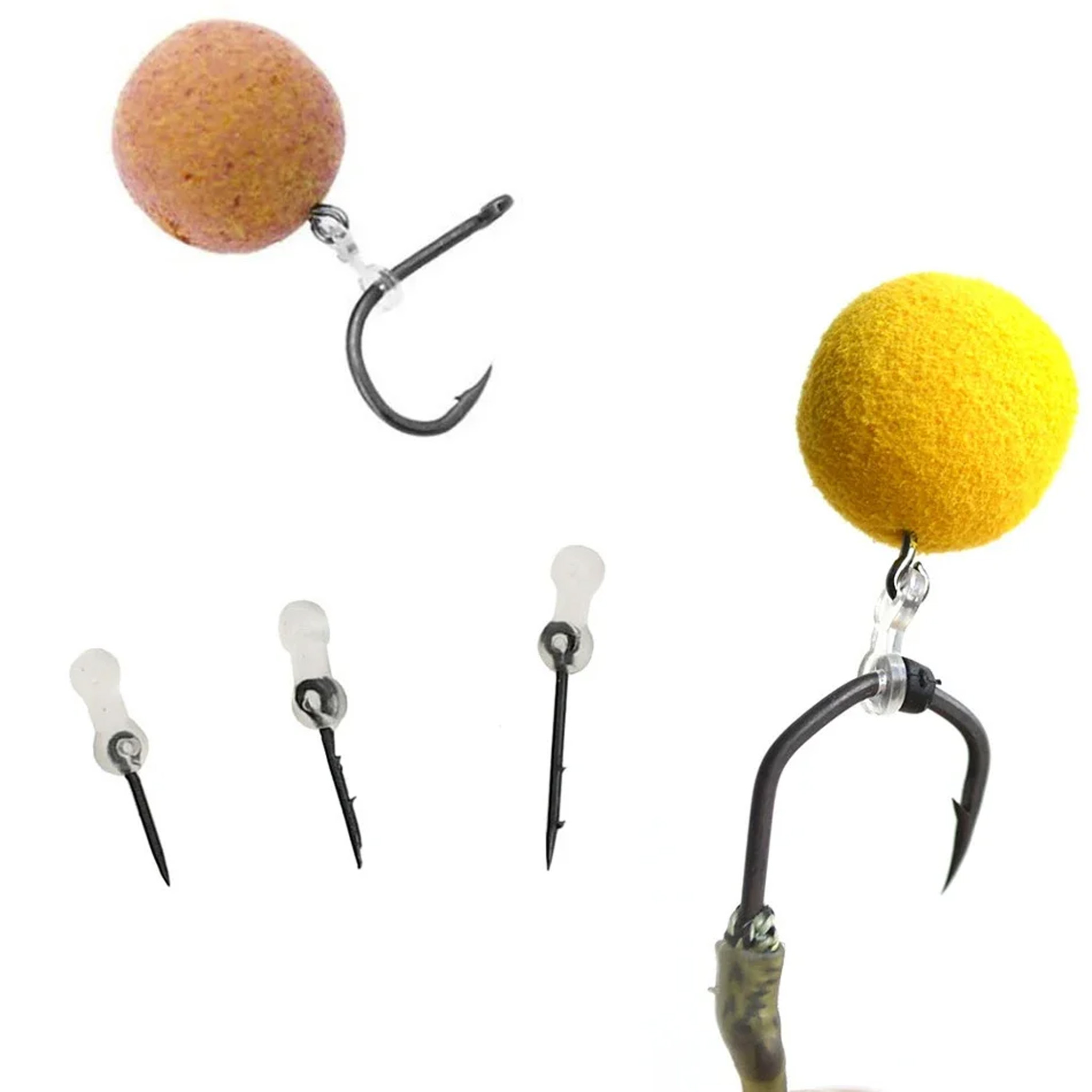 12 Peças de Espigões Metálicos para Iscas, Acessórios de Pesca de Carpa, Pinos para Boilies com Borracha Transparente, Montagem Ronnie Hair Rig, Material para Feeder de Carpa