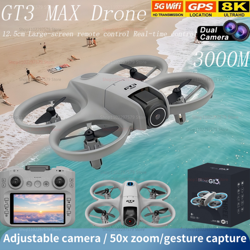 GT3 MAX Mini Drone 5G GPS professionnel 8K HD photographie aérienne avion télécommandé HD double caméra quadrirotor garçon jouets cadeaux