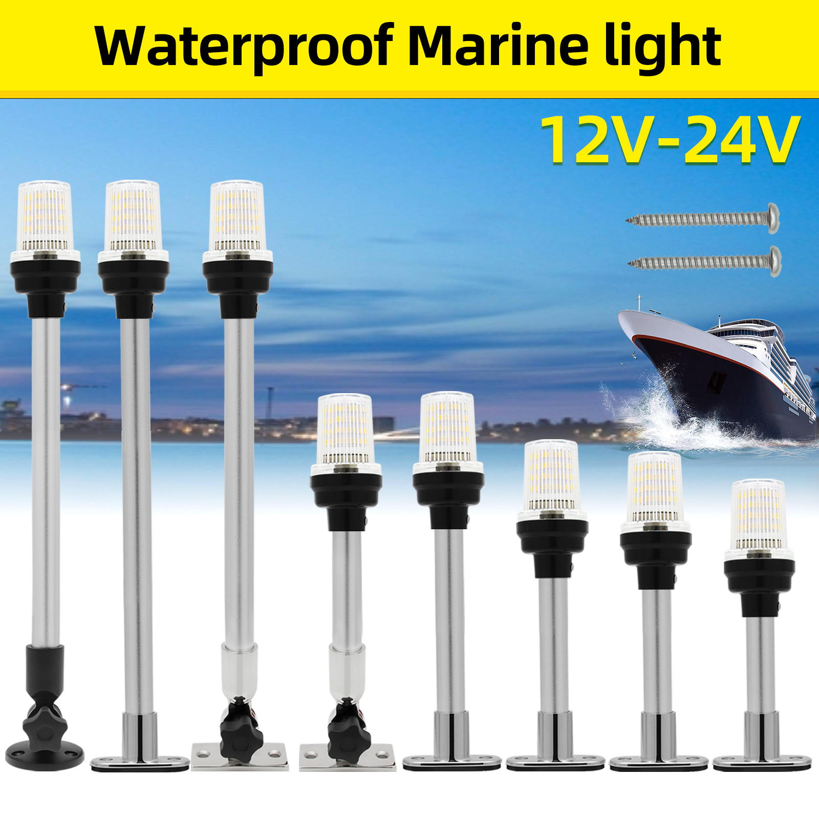 NEW Fold Down 360 Degree LED Boat Navigation Light for Yacht Marine Anchor Light 12~24 V Sailing Signal Light Boat Accessories