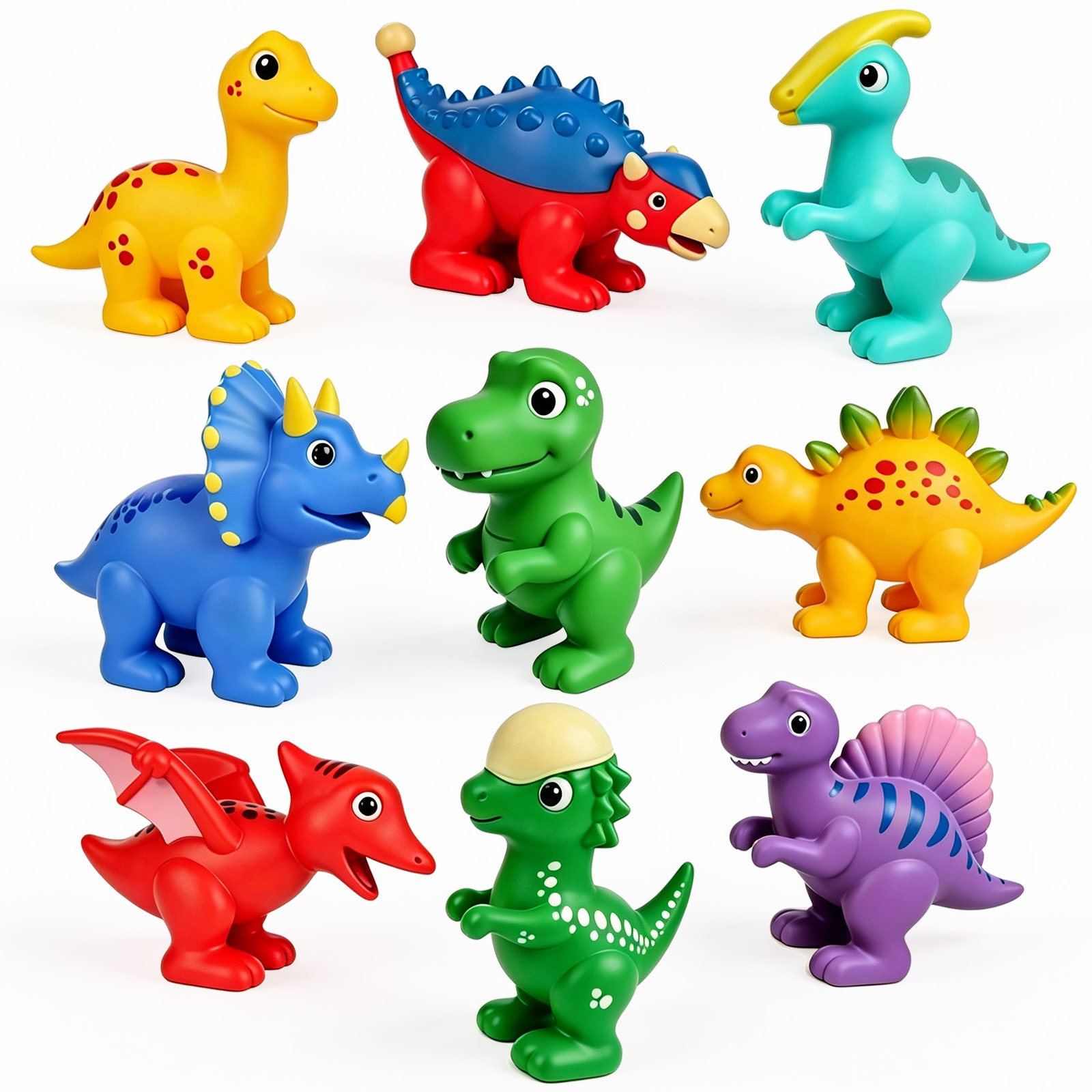 Juguetes de Dinosaurios Resistentes al Moho, 9 Piezas, Juguetes para Bañera y Ducha, Juguetes para Jugar en el Agua, Regalos de Cumpleaños para Niños