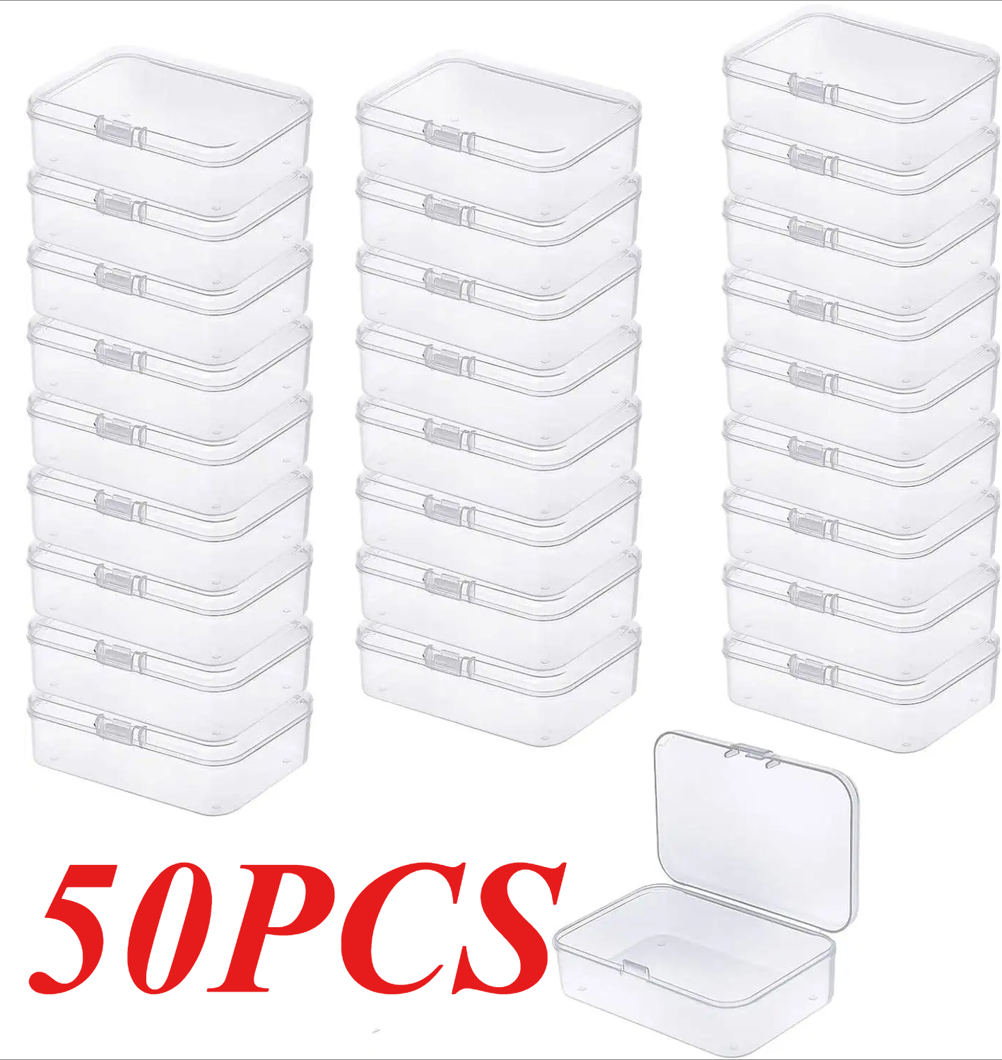 20/30/50PCS รูปสี่เหลี่ยมผืนผ้ากล่องเก็บฝาปิดคอนเทนเนอร์ขนาดเล็กการ์ดอุปกรณ์การเรียนรู้สกรูแบตเตอรี่กล่องเก็บของโปร่งใส