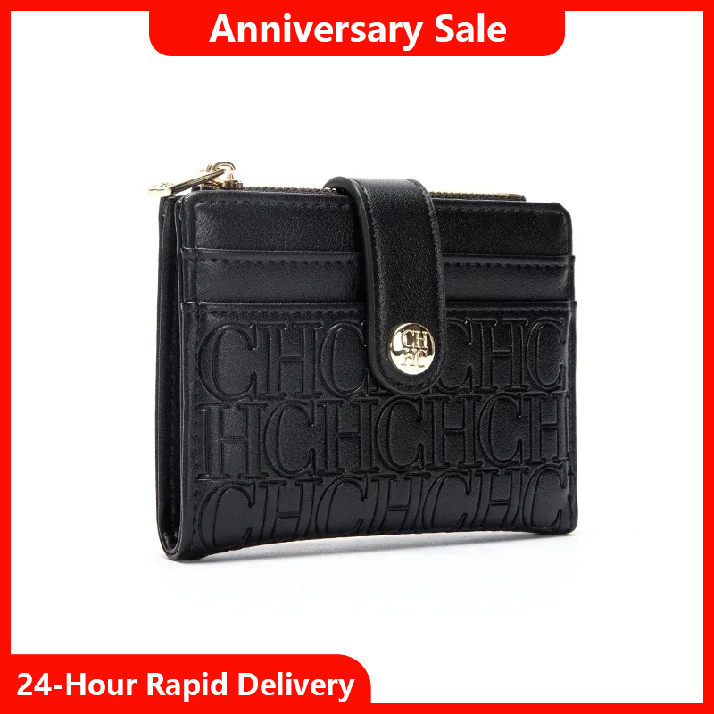 CH Luxury Brand Classic Retro Square Design Card Case Fashion Button Classic Folding Money Clip Compact Lightweight Luxury Women