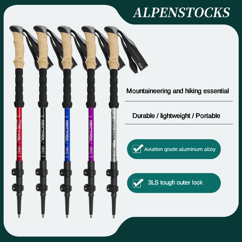 1 szt. Aluminiowe piesze wycieczki na świeżym powietrzu Anti Shock laski teleskopowe Trekking kije wspinaczkowe Ultralekkie laski 135CM
