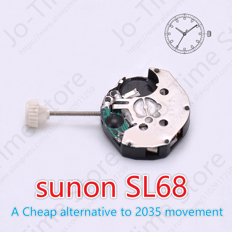 Sunon sl68 movimento de relógio de quartzo alternativa barata para 2035 acessórios de movimento reparação peças de reposição movimento de relógio