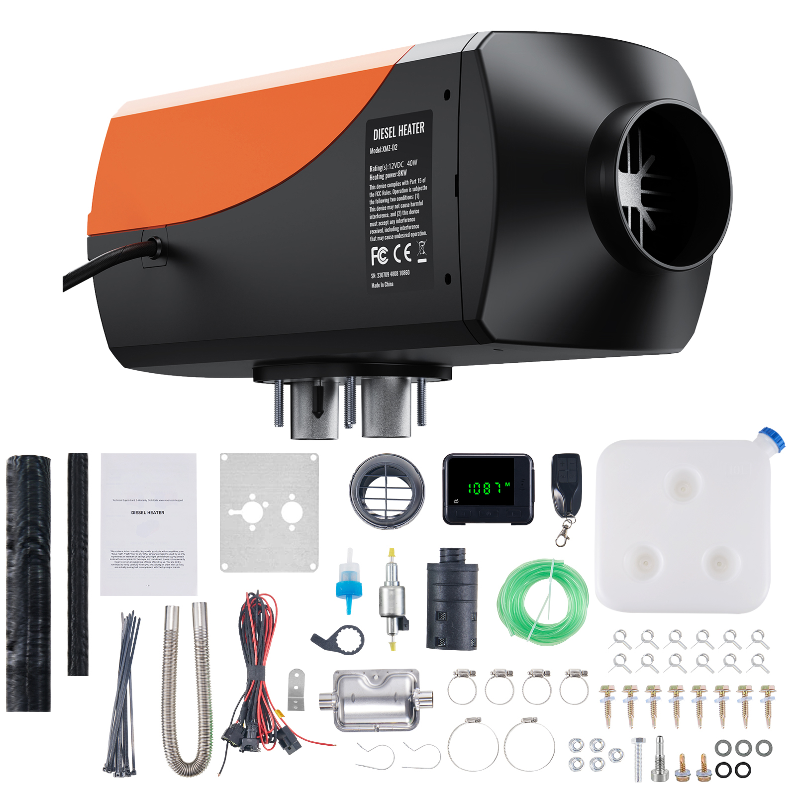 SucceBuy Aquecedor de ar diesel 12V 5/8KW Aquecedor diesel Aquecedor de estacionamento diesel Aquecimento rápido e baixo ruído para RV Trailer Camper Van