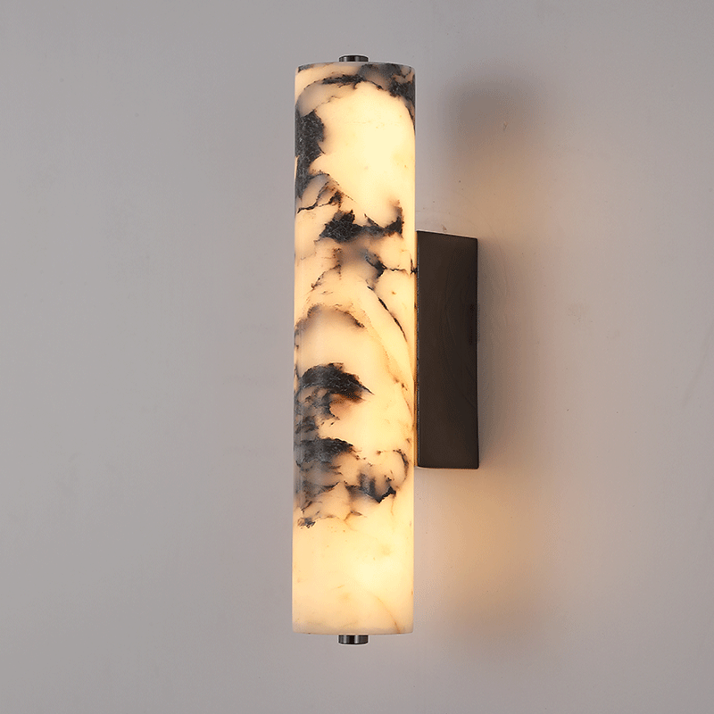 New Bedroom Wall Lamp Italian Style Natural Stone Black Marble Light Luxury Bedside Living Room Decoration Modern Wall Sconces