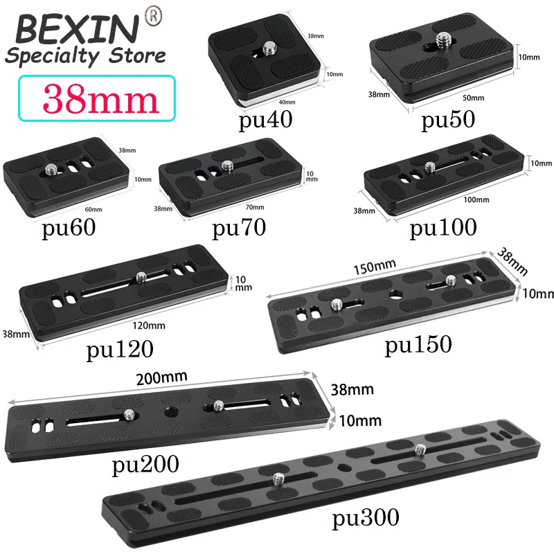 Plaque de fixation rapide universelle en alliage d'aluminium BEXIN avec vis 1/4 pour trépieds Benro, têtes sphériques Arca Swiss et appareils photo