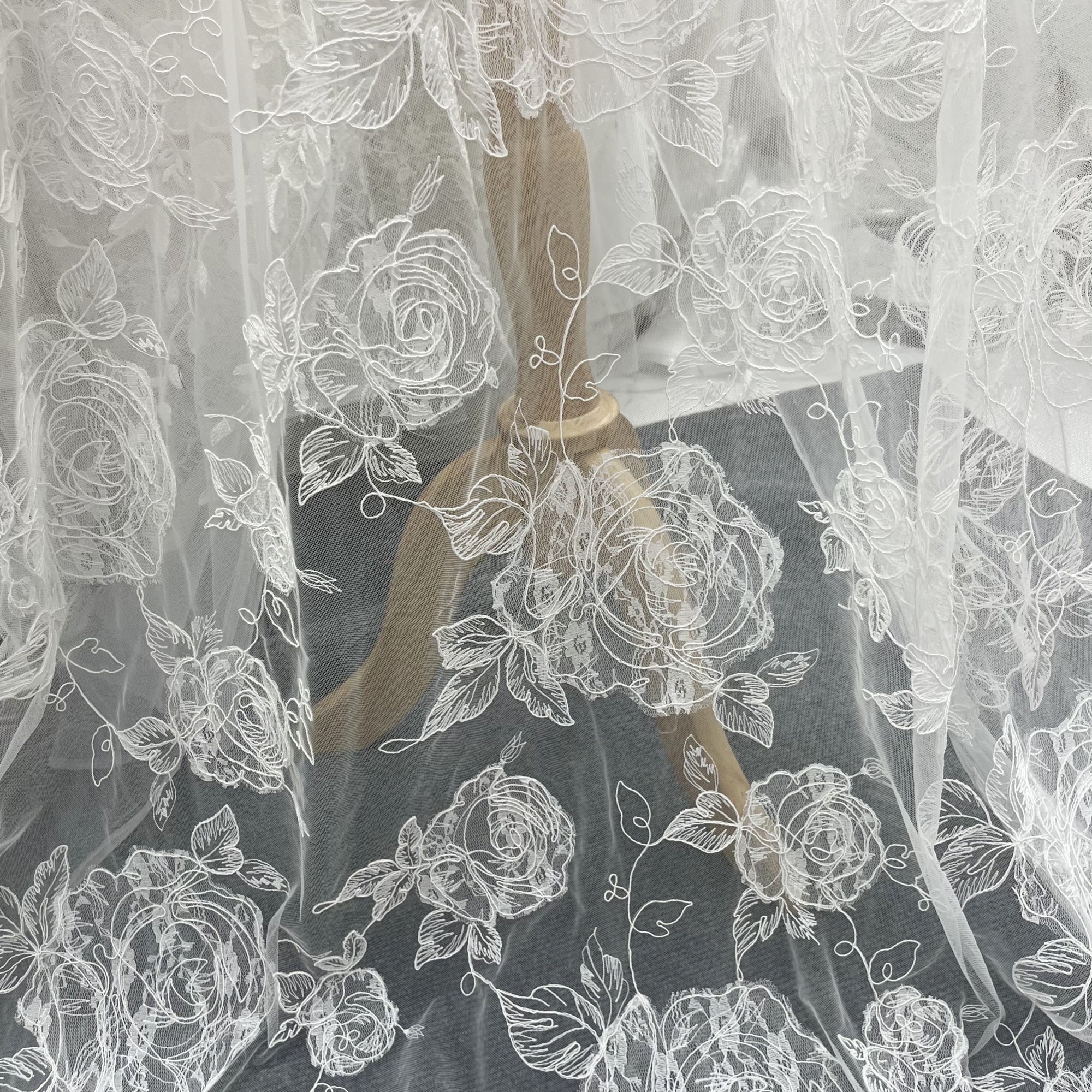 Exquisite French Lace Laser Three-Dimensional Embroidery Fashion Dress Wedding Dress Making Lace Fabrics