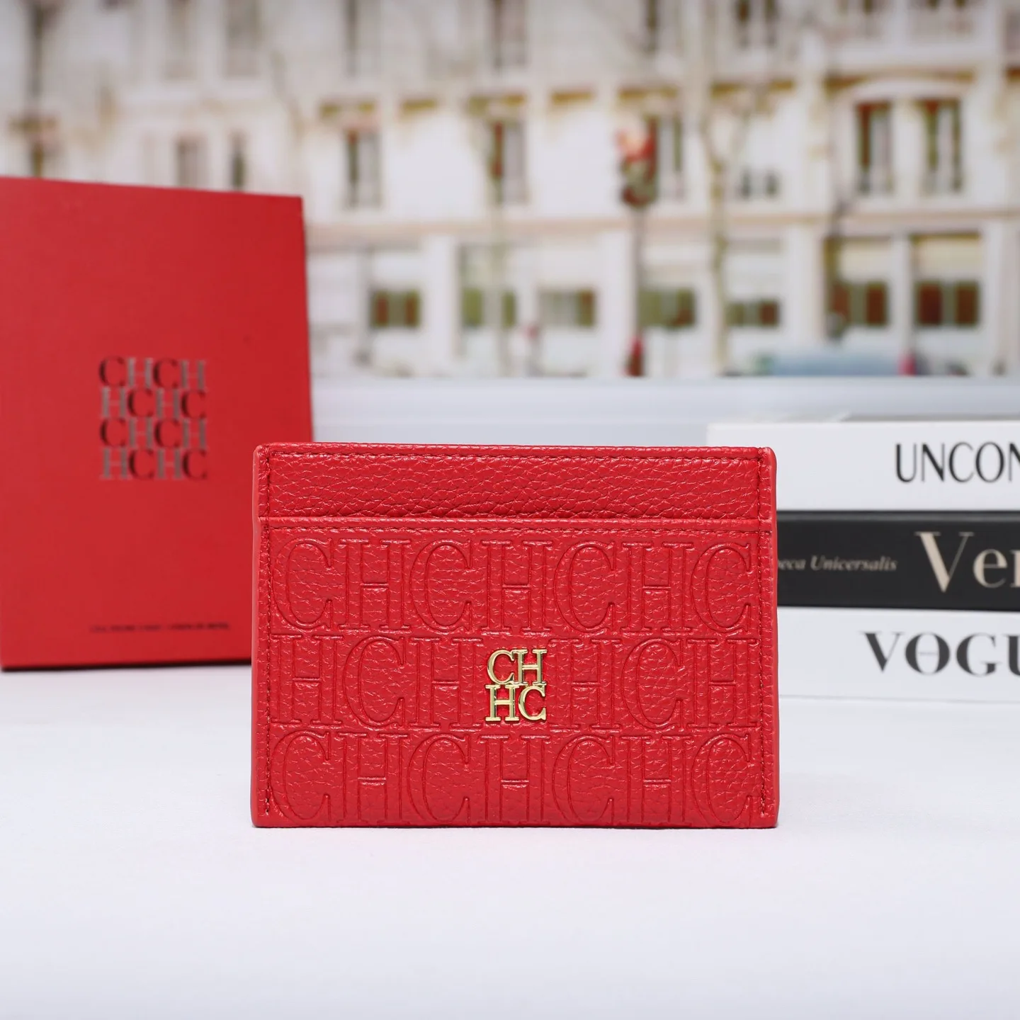 CH Simple Card Packaging Change Card Clip Echte textuur Letterontwerp Nieuwe klassieke portemonnee voor heren en dames