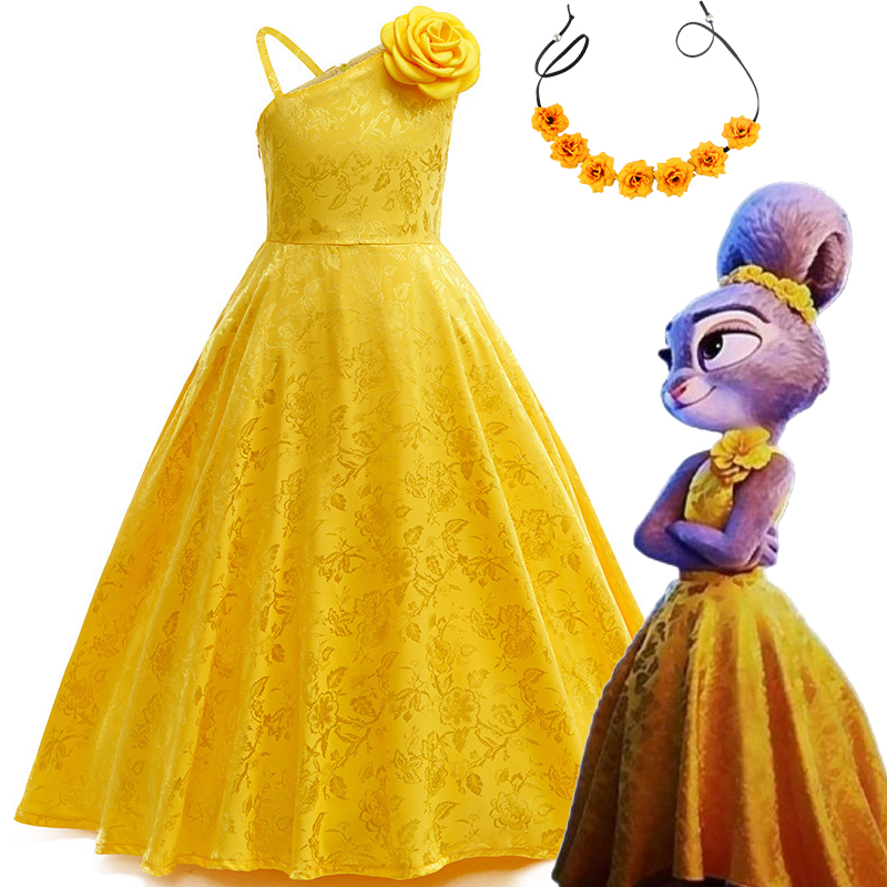 Disfraz de oficial de conejos de Zootopia de Disney para niñas, disfraz de Judy para fiesta de cumpleaños, carnaval, Vestidos de noche, ropa para niños