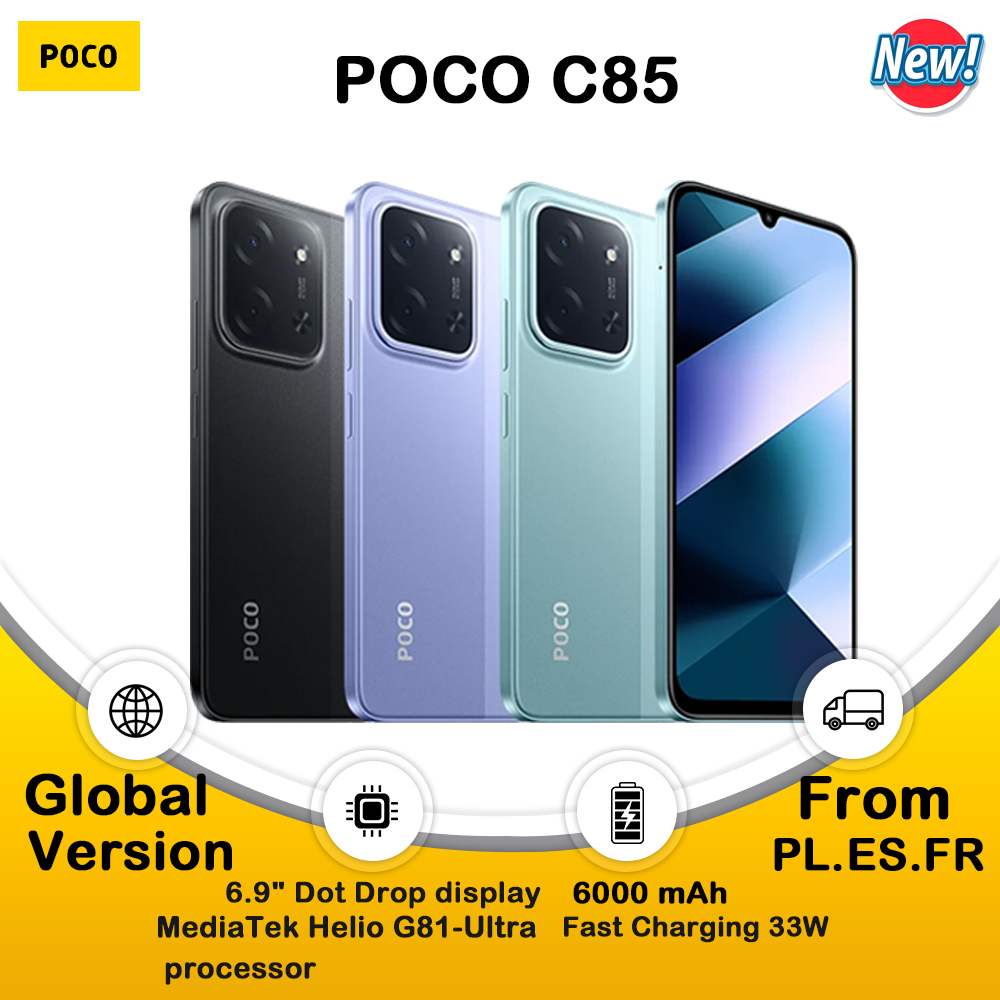 Teléfono Inteligente POCO C85 con NFC, Cámara Dual de 50MP con IA, Pantalla Inmersiva de 6.9 Pulgadas, Potente Procesador de Ocho Núcleos y 6000mAh