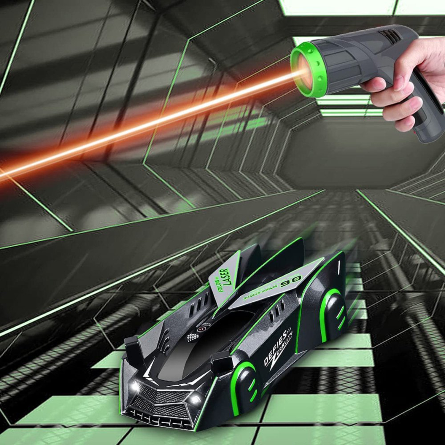 Rc รถอินฟราเรดเหนี่ยวนํา Anti Gravity ติดตาม Led Laser Wall Climbing รีโมทคอนโทรลรถแข่งของเล่น