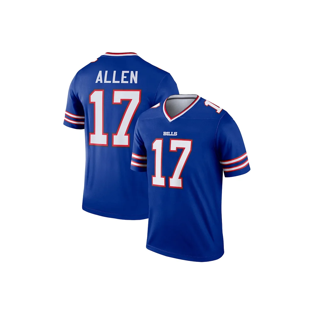 Maglia da football americano Buffalo Maglie della squadra di allenamento per abbigliamento sportivo Bill Allen No.10 Serie di numeri stampati in 3D Maglie più vendute