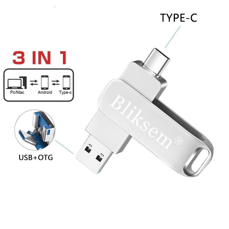 Bliksem TYPE-C Flash Drive OTG 32GB 64GB USB2.0 ad alta velocità per Computer cellulare 3 in1 USB Mini Pen Drive in metallo 32GB USB 64GB