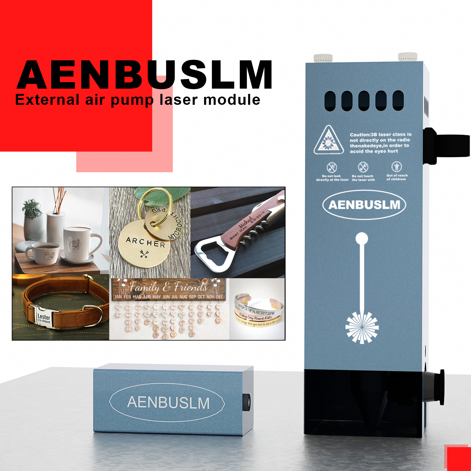 AENBUSLM 40 Вт 80 Вт лазерный модуль гравировальная головка с воздушным насосом, подходит для лазерного гравировального станка, деревянной доски, акриловой кожи и т. д.
