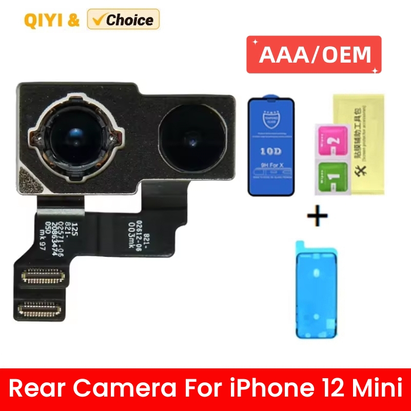 IPhone 12 mini,OEM,フレキシブルケーブル付きメインバックカメラ,4Kビデオ用の交換用リアカメラ