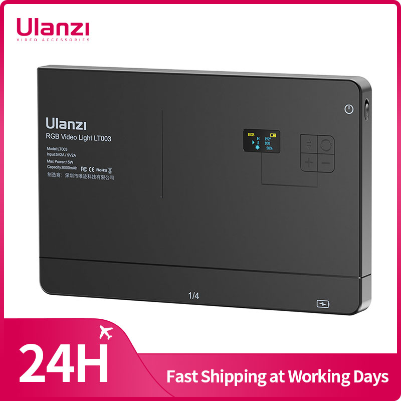 Ulanzi LT003 15W RGB Lampu Video Penuh Warna Lampu Panel 8000MAh Isi Ulang Fotografi Studio Kamera Lampu 2500-9000K CRI 95 +