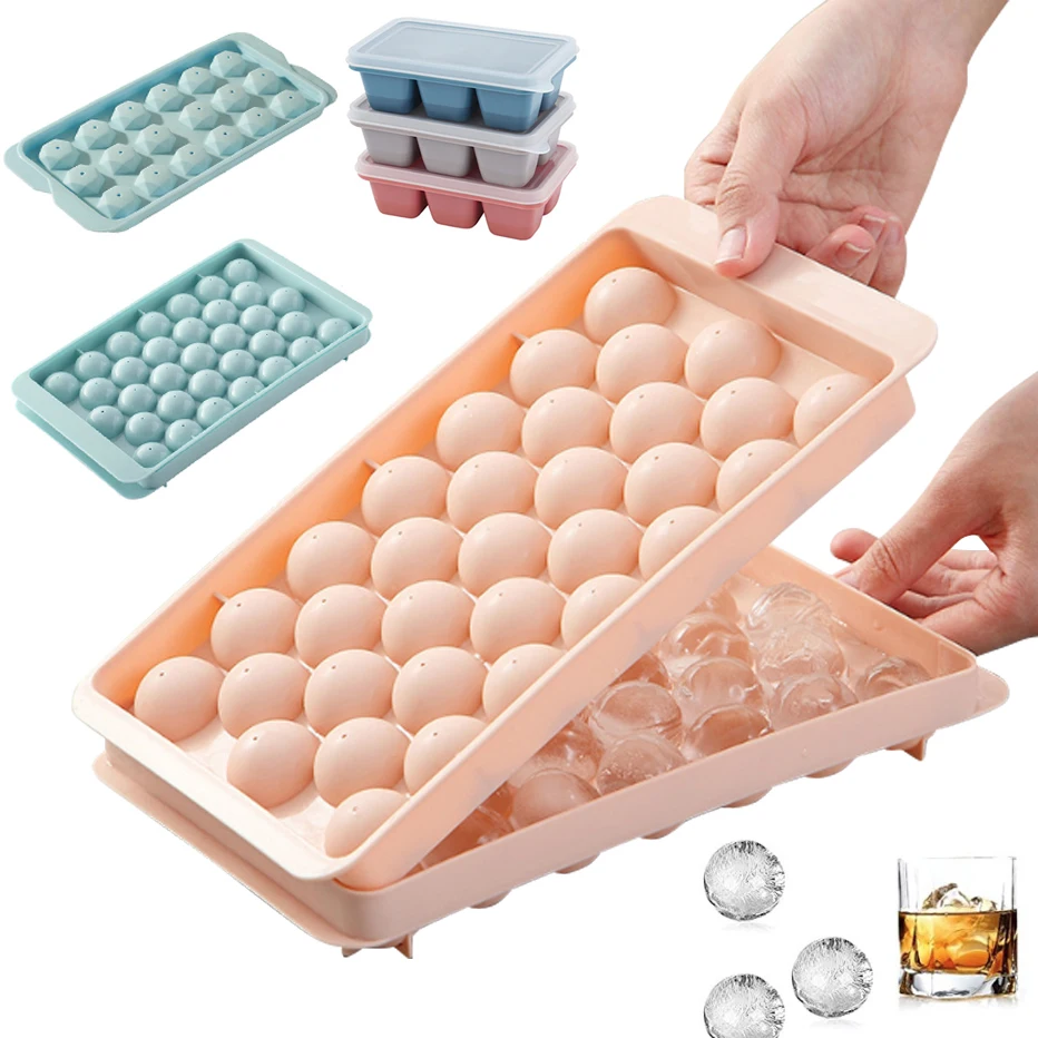 3D Ronde Ijsbakje met Deksel Plastic Diamant Stijl Ijsvorm Koelkast Sferische DIY Mallen Ijs Bal Maker Keuken Gereedschap
