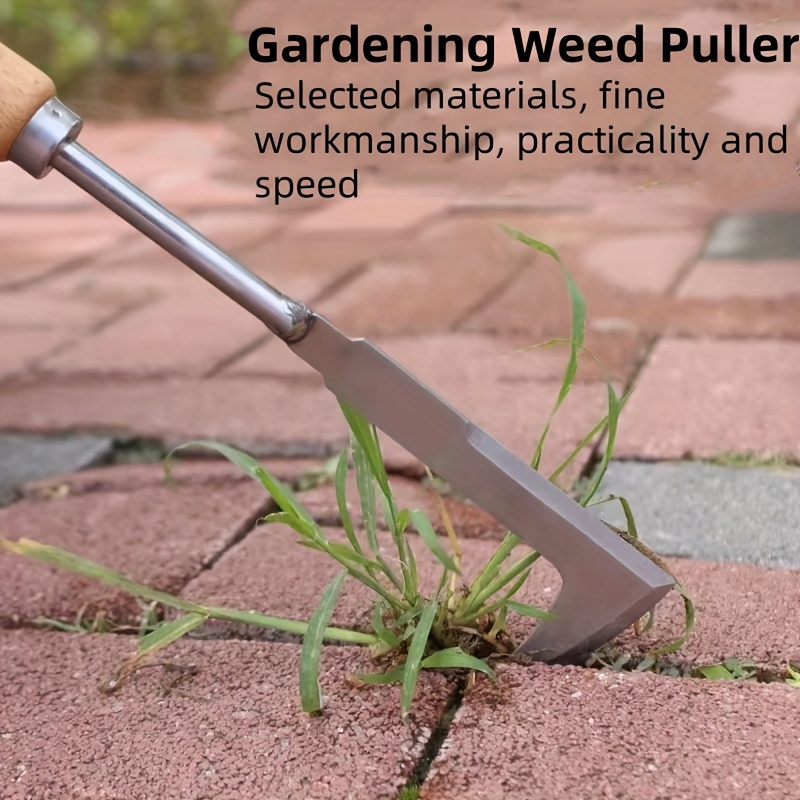 Herramienta de deshierbe con huecos de acero inoxidable, herramienta manual de jardín multiusos en forma de L, utilizada para limpiar malezas en yardas, terrazas y carriles.