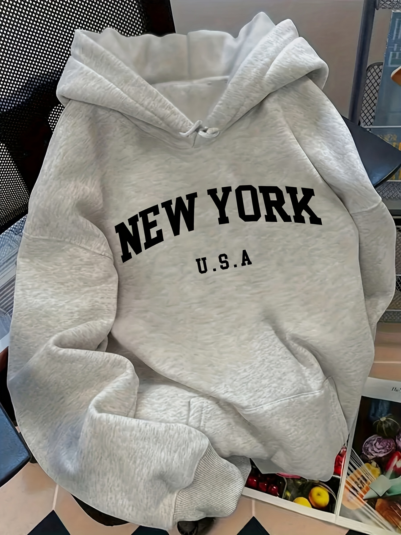 Sudadera con capucha de ajuste relajado para mujer, jersey con letras de Nueva YORK de EE. UU., sudadera informal de moda de HipHop, sudadera Harajuku Unisex
