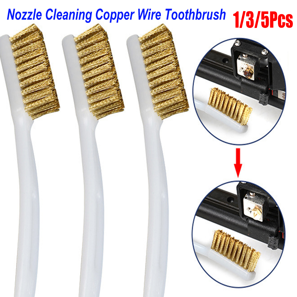 Herramienta de impresora 3D, cepillo de boquilla, alambre de cobre, cepillo de dientes, boquilla de limpieza, bloque de calefacción, limpiador de cama caliente, accesorios para desoxidar