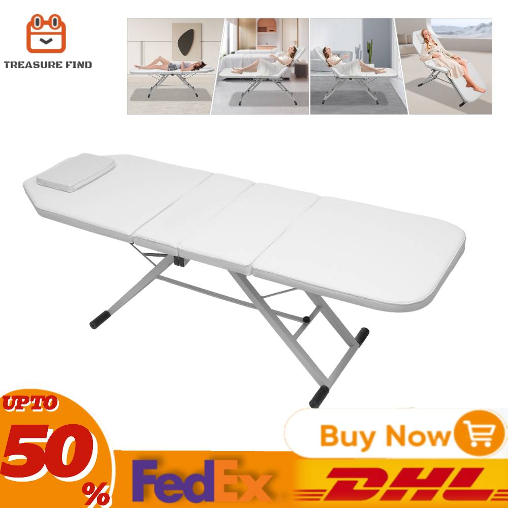 3-voudige Massagestoel Lichtgewicht Opvouwbare Massagetafel Salon Tattoo Schoonheidstherapie Wimper Bankbed Wit/Roze/Zwart