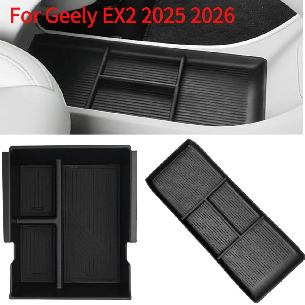 For Geely EX2 2025 2026 Car Interior Storage Box Center Console Lower Storage Tray Partitioned Car Armrest Organizer Box