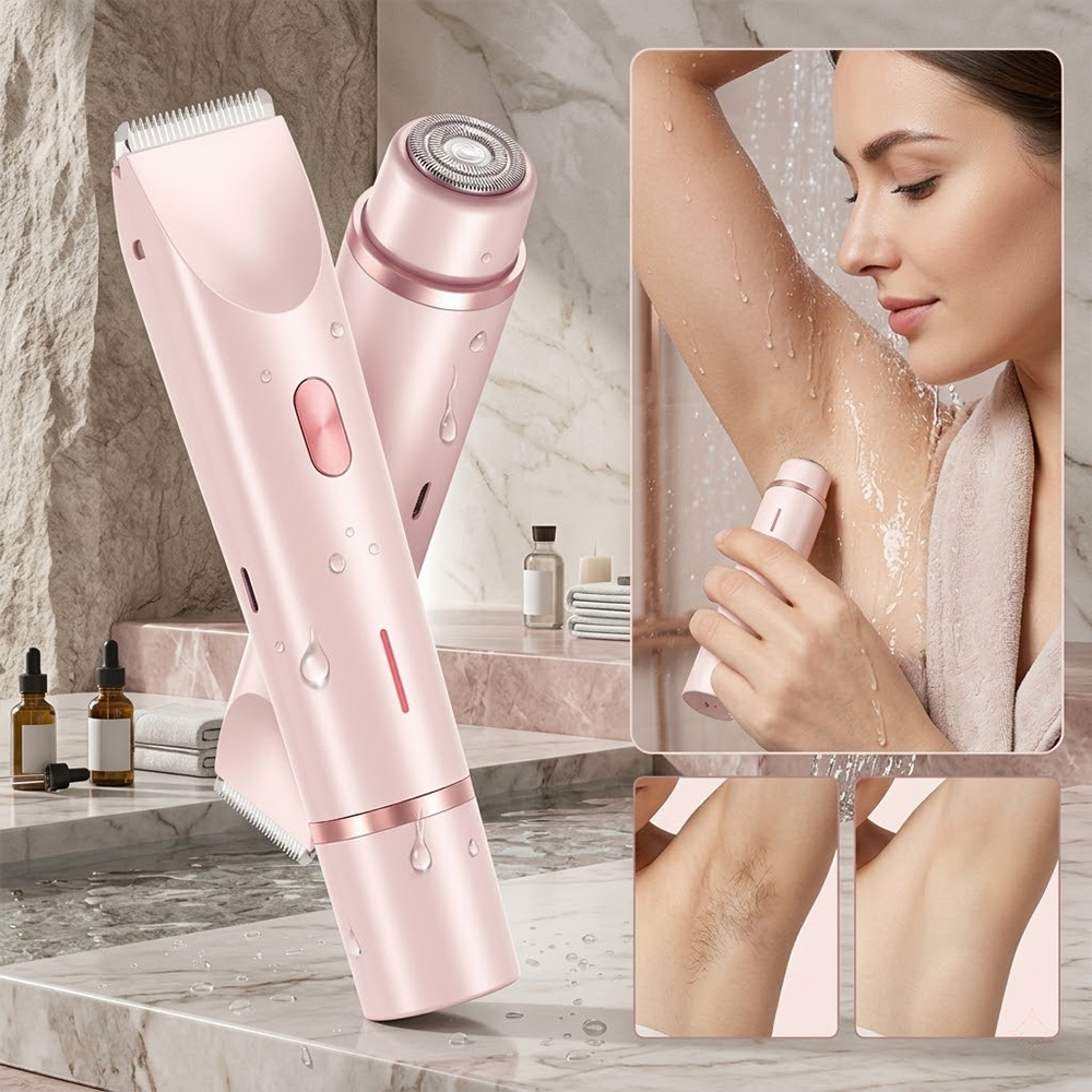 Rasoir électrique pour femmes, mini épilateur rechargeable portable, rasoir électrique indolore pour femmes, tondeuse bikini à double tête pour femmes