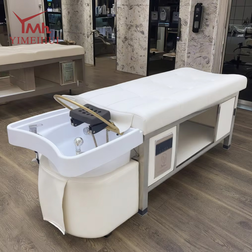 Full Lying Salon Hair Thai Head Treatment With Water Circulation Synthetic Leather Japanese Shampoo Bed for Barber Shop