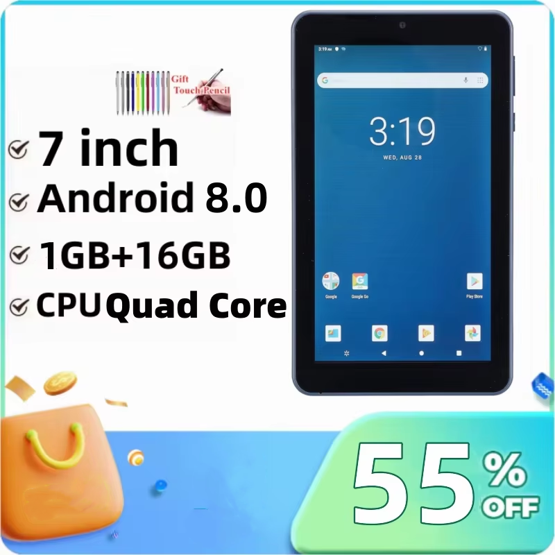 2025 novo ram 1gb ddr3 + 16gb 7 polegadas dtm7 android 8.0 tablet para crianças quad core 1024x600 tela ips wifi quad core 1.2ghz