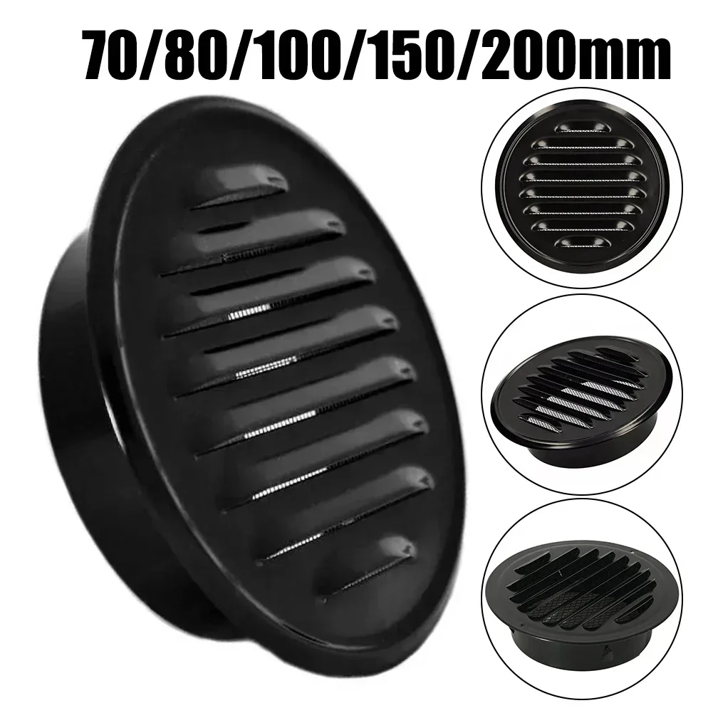 70-200mm Stainless Steel Vent Grille Range Hood Exhaust Pipe Exterior Wall Ventilation Exhaust Vent Grill Black Round Covers