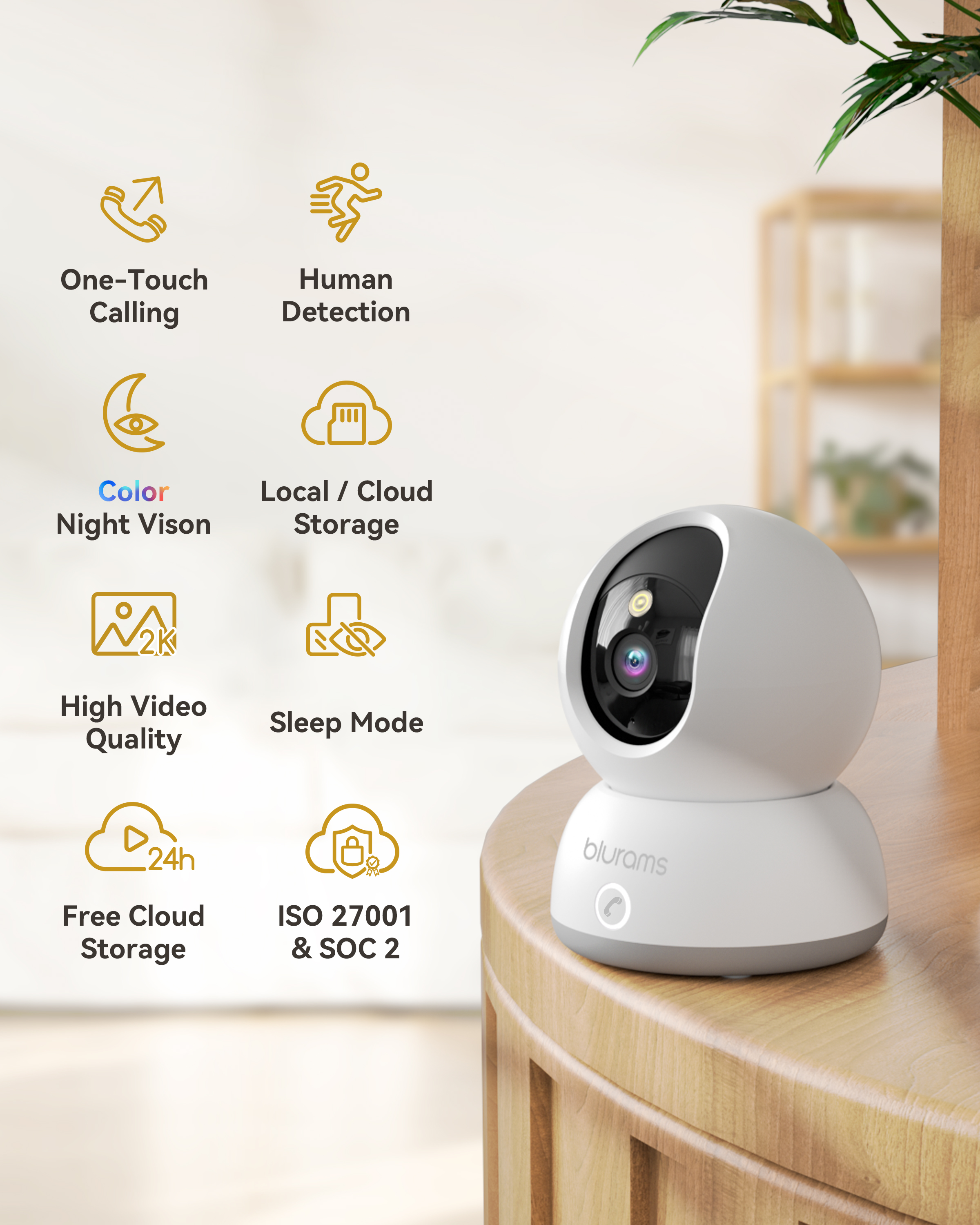 2K-Innenkamera für die Sicherheit zu Hause, 360° °   Haustier-Hundekamera mit Telefon-App, 2-Wege-Gespräch, One-Touch-Anruf, Nachtsicht, 2,4 GHz