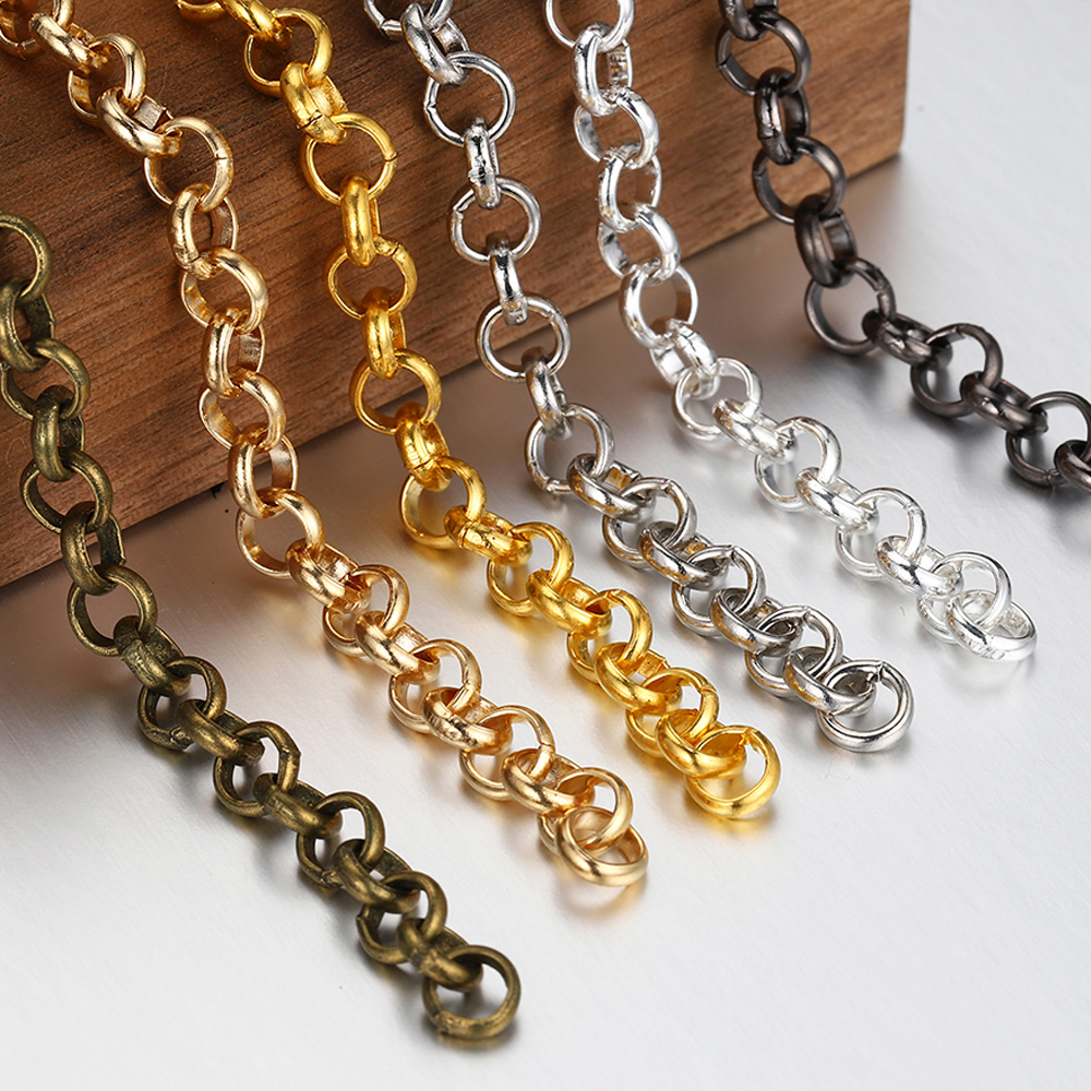 Chaînes de collier en forme de O de 2 mètres, Bracelet en cuivre, maillons de câble, chaînes en vrac, bricolage, fabrication de bijoux faits à la main, vente en gros