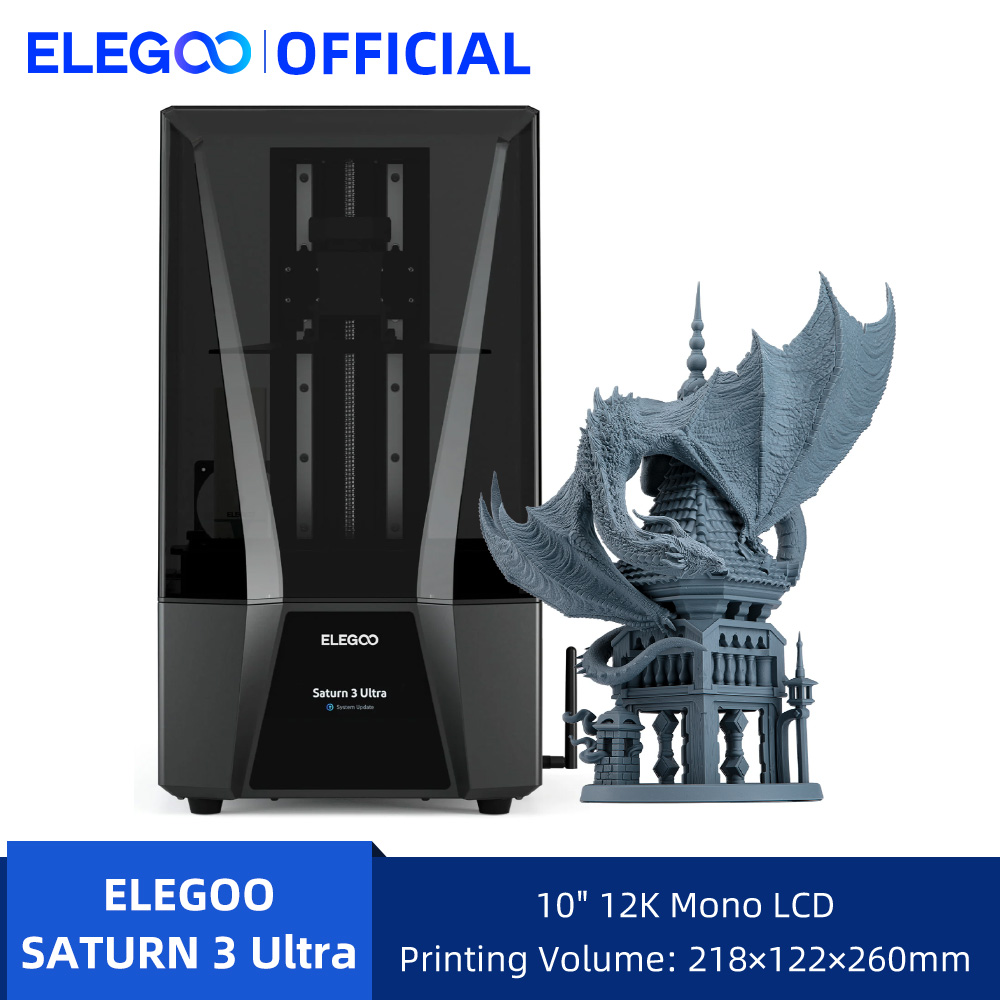 ELEGOO SATURN 3 ULTRA 12K Mono MSLA Impressora 3D 10 ''12K LCD Resina Impressora 3D Velocidade de até 150 mm/h Tamanho de impressão 219*123*260mm