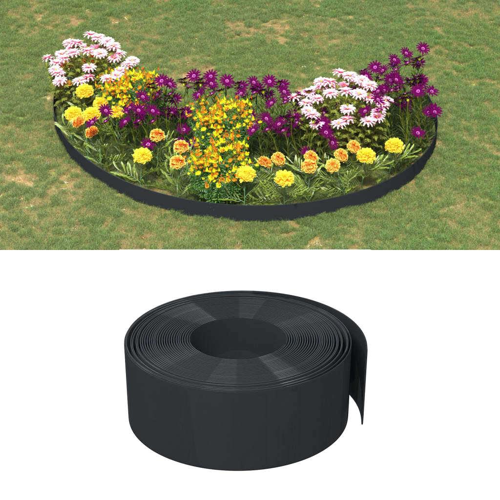 Rollo de ribete de paisaje de polietileno negro, 10m, 20cm, divisor de césped Flexible y duradero