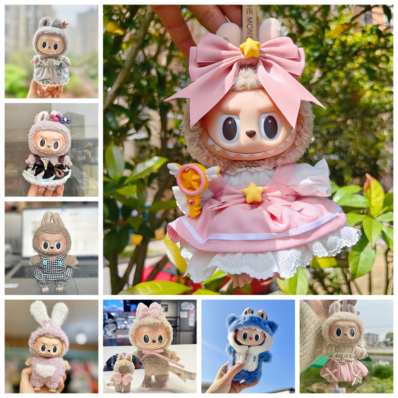 17cm Śliczne Mini Pluszowe Ubrania dla Lalek Akcesoria Do Korea Kpop Exo Labubu Idol Lalki Rekin Onesie Odzież DIY Dziewczyna Prezent