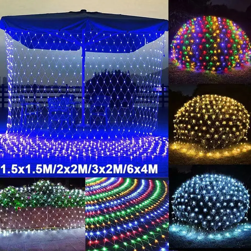 1.5x1.5M 3x2M 6x4M LED Net maille fée chaîne lumière guirlande fenêtre rideau noël fée lumière fête de mariage vacances lumière